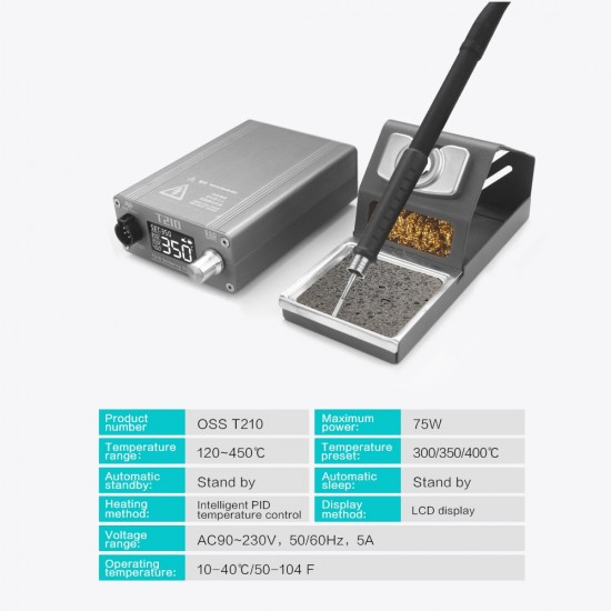 T210 Professional Soldering Iron Station By Oss-Team (75W)