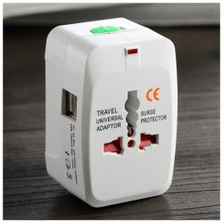  All-In-One Universal Travel Adapter with DC 5V 1000mA 2 USB Female Port