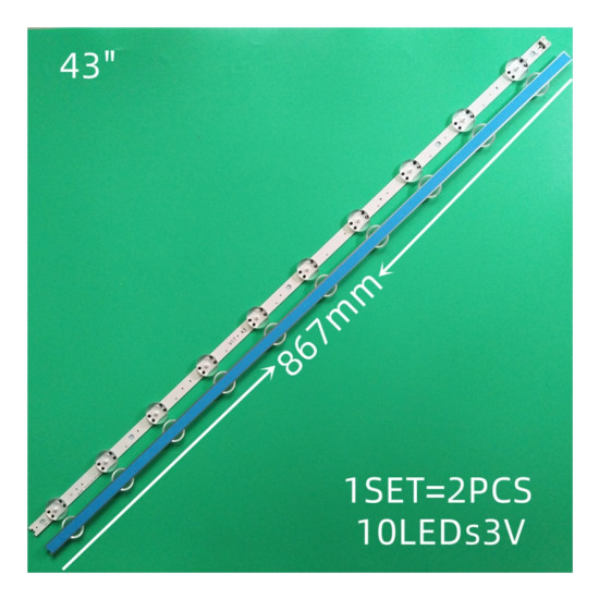 Backlight Strips For LG 43 Inch TV 10 led 3V ( 2 pcs set)