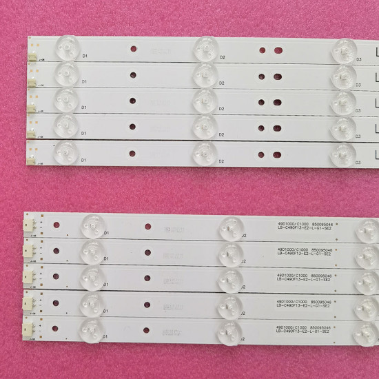 LED Backlight Strip for Micromax 50 Inch TV (50C1200FHD) - 12 LEDs (6 + 6), 3V (RF-AC490E30-0601R-01 and RF-AC490E30-0601L-01, 5-Pair Set)