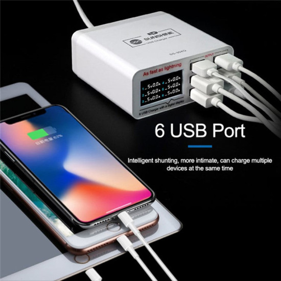 SUNSHINE SS-304Q 6 Port USB Smart Lightning Charger