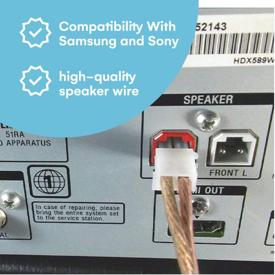 Speaker Cable for Compatible Sony Home Theater - 4.2mm Connector with Cable (Pack of 2)