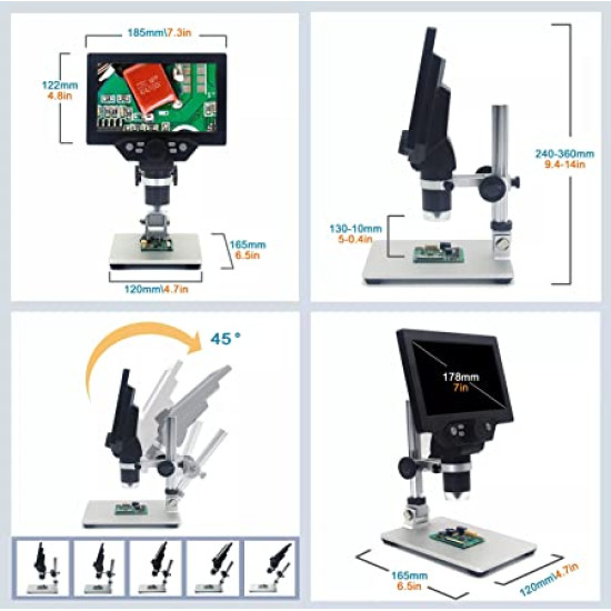 G1200 12mp Portable lcd Digital Microscope with 7 inch display