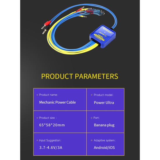 Mechanic Power Ultra Intelligent Anti-Burning Power Boot Cable for iPhone 6 to 15PM & Android (12V Input FPC Connector)