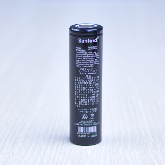 SANFORD 3.7V 7000mAh 18650 FLAT NICKEL CADMIUM RECHARGEABLE BATTERY