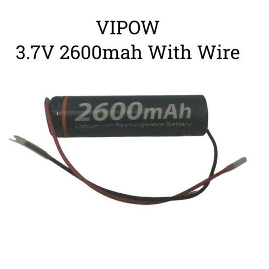 VIPOW 3.7V 2600mAh 18650 FLAT NICKEL CADMIUM RECHARGEABLE WITH WIRE BATTERY
