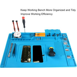 Magnetic Electronics Work Mat for Cell Phone, Laptop, Computer Repair, BGA Soldering – 17.7"x11.8" Blue