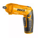 4V 240 RPM Electric INGCO Cordless Screwdriver 4 N.m with 18 PCS Bits and Holder