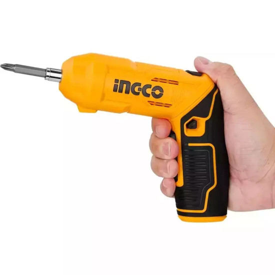 4V 240 RPM Electric INGCO Cordless Screwdriver 4 N.m with 18 PCS Bits and Holder