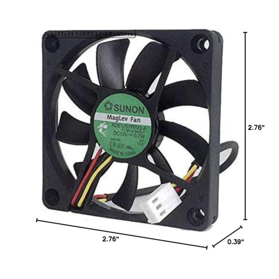 SUNON MAGLEV DC FAN KDE1207PFV3-A 3PIN Quiet Fan 7010 Magnetic Levitation Cooling Fan (70x70x10mm)