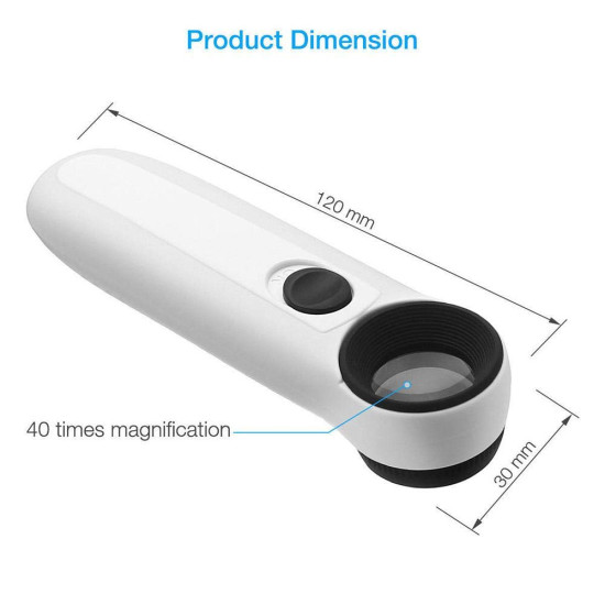 Handheld Magnifier 40X Zoom with LED Torch