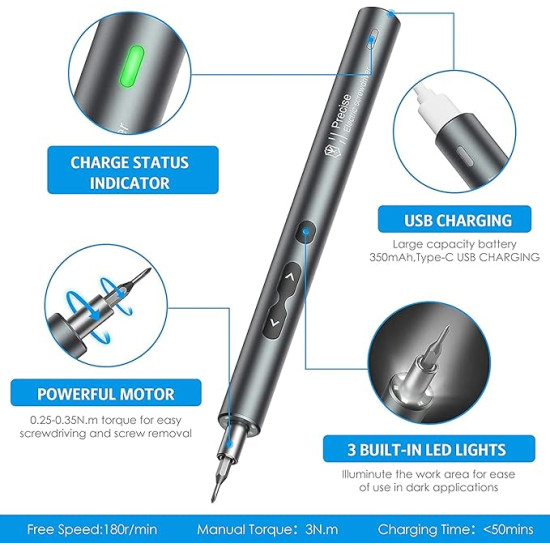 Electric Screwdriver 28 in 1 Precision Screwdriver Set with 24 Bits and USB Cable